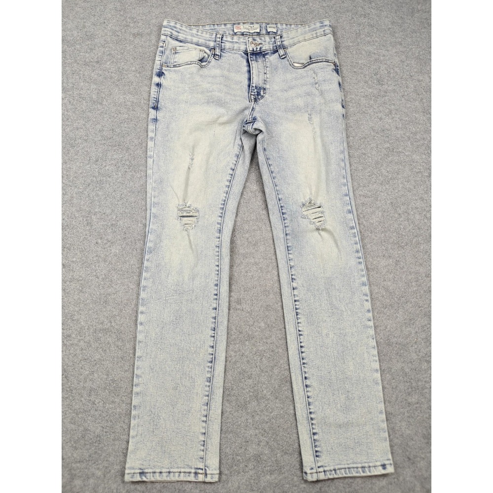 MBX Jeans Mens 32x32 Blue Light Wash Slim Skinny Stretch Distressed Denim Pants